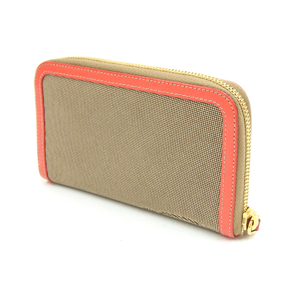Prada Jacquard Zipper Canvas Tan Wallet Round - Picture 1 of 8